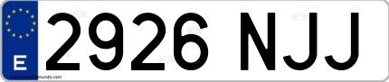 Ejemplo de matrícula española 2926 NJJ