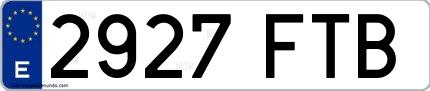 Ejemplo de matrícula española 2927 FTB