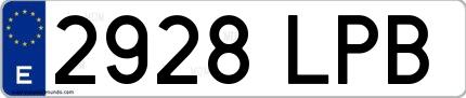 Ejemplo de matrícula española 2928 LPB