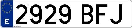 Ejemplo de matrícula española 2929 BFJ