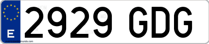 Ejemplo de matrícula de coche ordinaria 2929 GDG