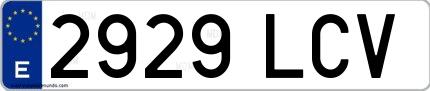 Ejemplo de matrícula española 2929 LCV