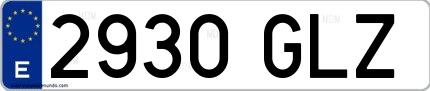Ejemplo de matrícula española 2930 GLZ