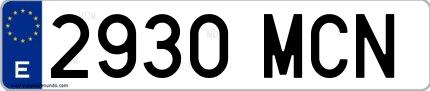 Ejemplo de matrícula española 2930 MCN