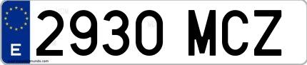 Ejemplo de matrícula española 2930 MCZ