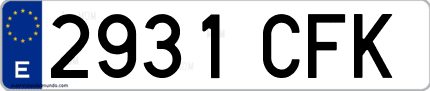 Ejemplo de matrícula de coche ordinaria 2931 CFK