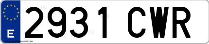 Ejemplo de matrícula española 2931 CWR