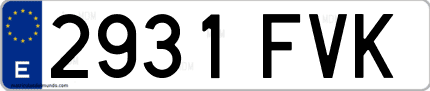 Ejemplo de matrícula de coche ordinaria 2931 FVK