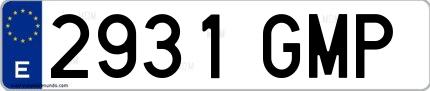 Ejemplo de matrícula española 2931 GMP