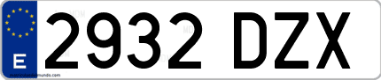 Ejemplo de matrícula de coche ordinaria 2932 DZX
