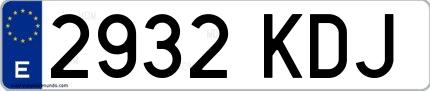 Ejemplo de matrícula española 2932 KDJ