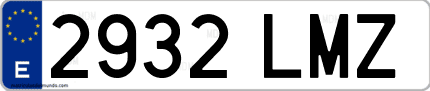 Ejemplo de matrícula de coche ordinaria 2932 LMZ