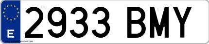 Ejemplo de matrícula española 2933 BMY