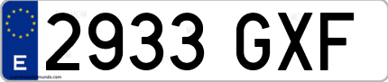 Ejemplo de matrícula de coche ordinaria 2933 GXF