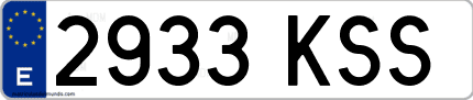 Ejemplo de matrícula de coche ordinaria 2933 KSS