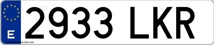 Ejemplo de matrícula española 2933 LKR