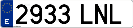 Ejemplo de matrícula de coche ordinaria 2933 LNL