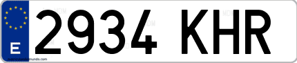 Ejemplo de matrícula de coche ordinaria 2934 KHR