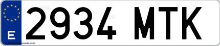 Ejemplo de matrícula española 2934 MTK
