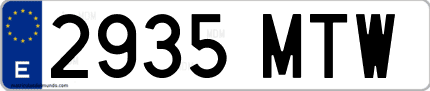 Ejemplo de matrícula de coche ordinaria 2935 MTW