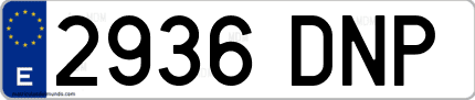 Ejemplo de matrícula de coche ordinaria 2936 DNP