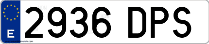 Ejemplo de matrícula de coche ordinaria 2936 DPS