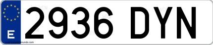 Ejemplo de matrícula española 2936 DYN