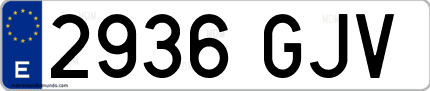Ejemplo de matrícula de coche ordinaria 2936 GJV