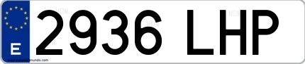 Ejemplo de matrícula española 2936 LHP