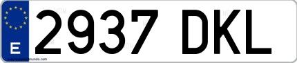 Ejemplo de matrícula española 2937 DKL