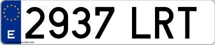 Ejemplo de matrícula española 2937 LRT