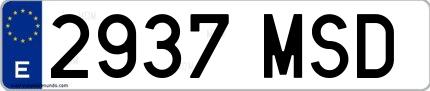 Ejemplo de matrícula española 2937 MSD