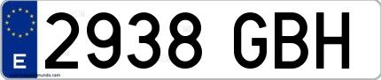 Ejemplo de matrícula española 2938 GBH