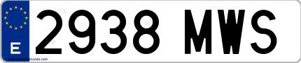 Ejemplo de matrícula española 2938 MWS