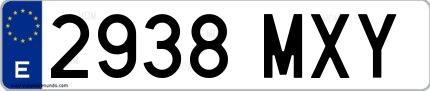 Ejemplo de matrícula española 2938 MXY