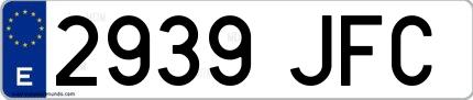 Ejemplo de matrícula española 2939 JFC