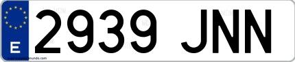 Ejemplo de matrícula española 2939 JNN