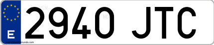 Ejemplo de matrícula de coche ordinaria 2940 JTC