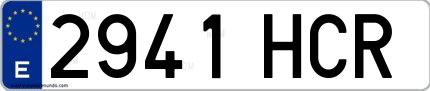 Ejemplo de matrícula española 2941 HCR
