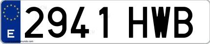 Ejemplo de matrícula española 2941 HWB
