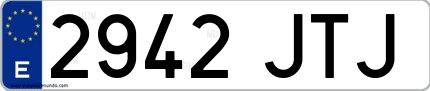 Ejemplo de matrícula española 2942 JTJ