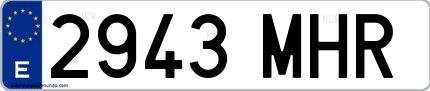 Ejemplo de matrícula española 2943 MHR