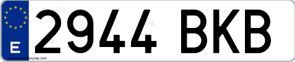 Ejemplo de matrícula de coche ordinaria 2944 BKB
