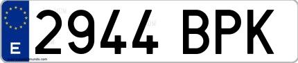 Ejemplo de matrícula española 2944 BPK