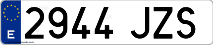 Ejemplo de matrícula de coche ordinaria 2944 JZS