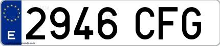 Ejemplo de matrícula española 2946 CFG