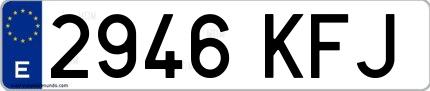 Ejemplo de matrícula española 2946 KFJ