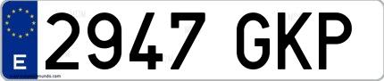 Ejemplo de matrícula española 2947 GKP