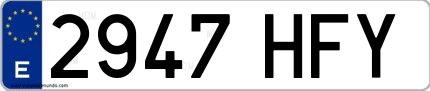 Ejemplo de matrícula española 2947 HFY
