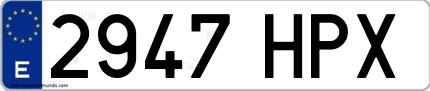 Ejemplo de matrícula española 2947 HPX
